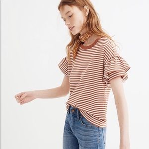 Black/White Madewell Ruffle Sleeve Tee